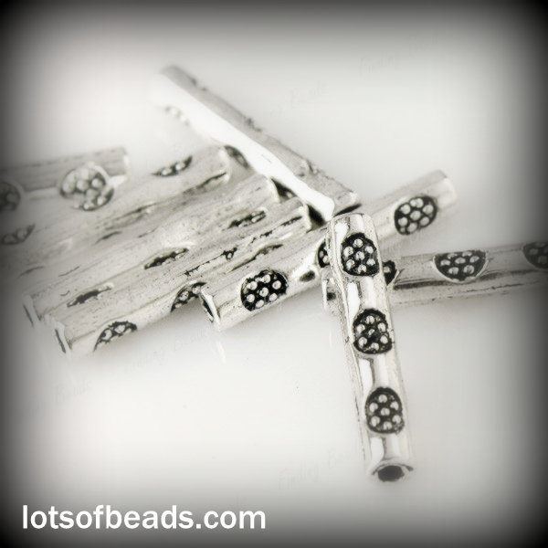 Bali style silver tube bead